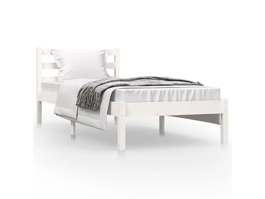 Bedframe massief grenenhout wit 75x190 cm NL29302