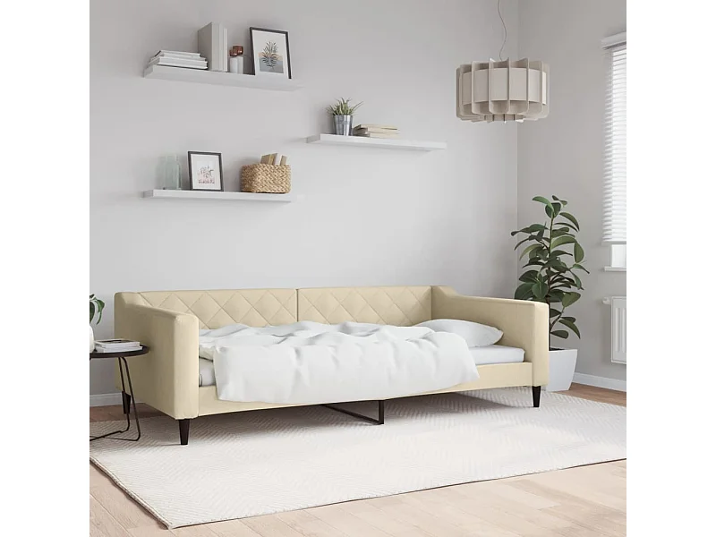 Sofá-cama 100x200 cm tecido cor creme PT682611