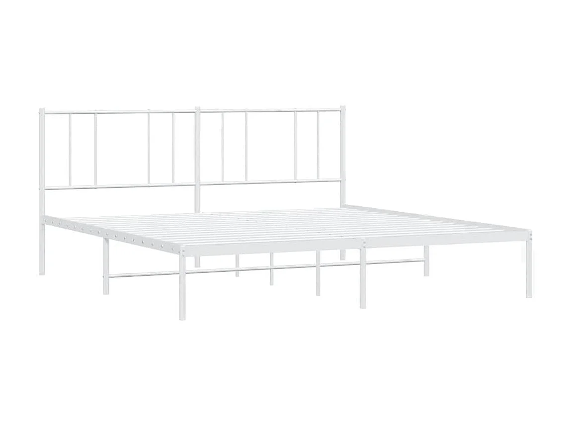 Lit-180x200 cm métal avec tête de lit blanc EGGB82741