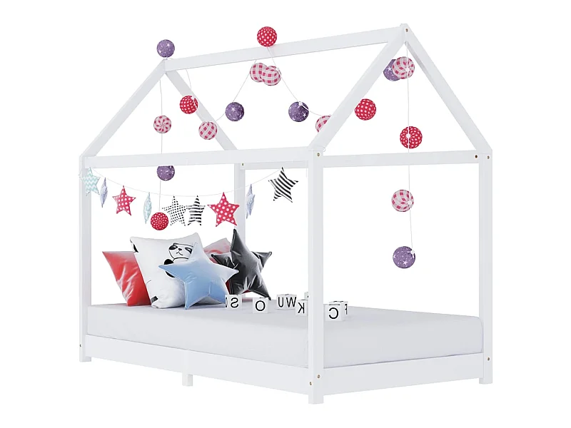 Cama 90x200 cm infantil madera maciza pino blanco ES68421