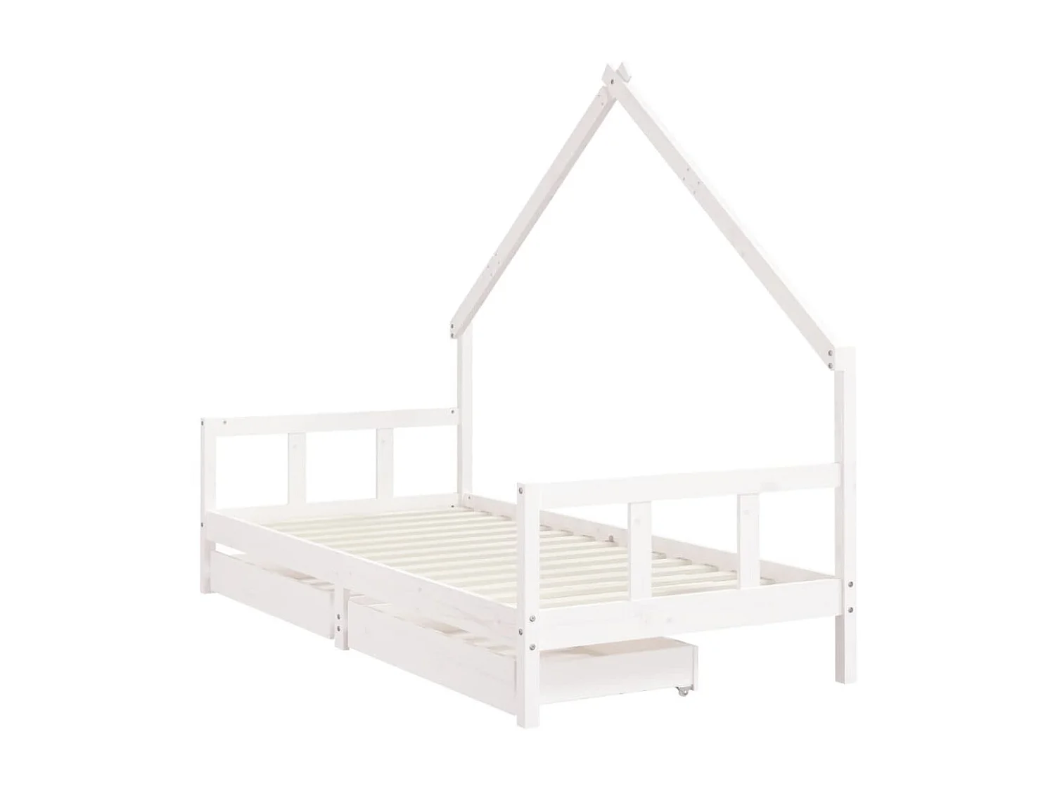 Lit-90x190 cm d'enfants tiroirs blanc bois pin massif EGGB60407