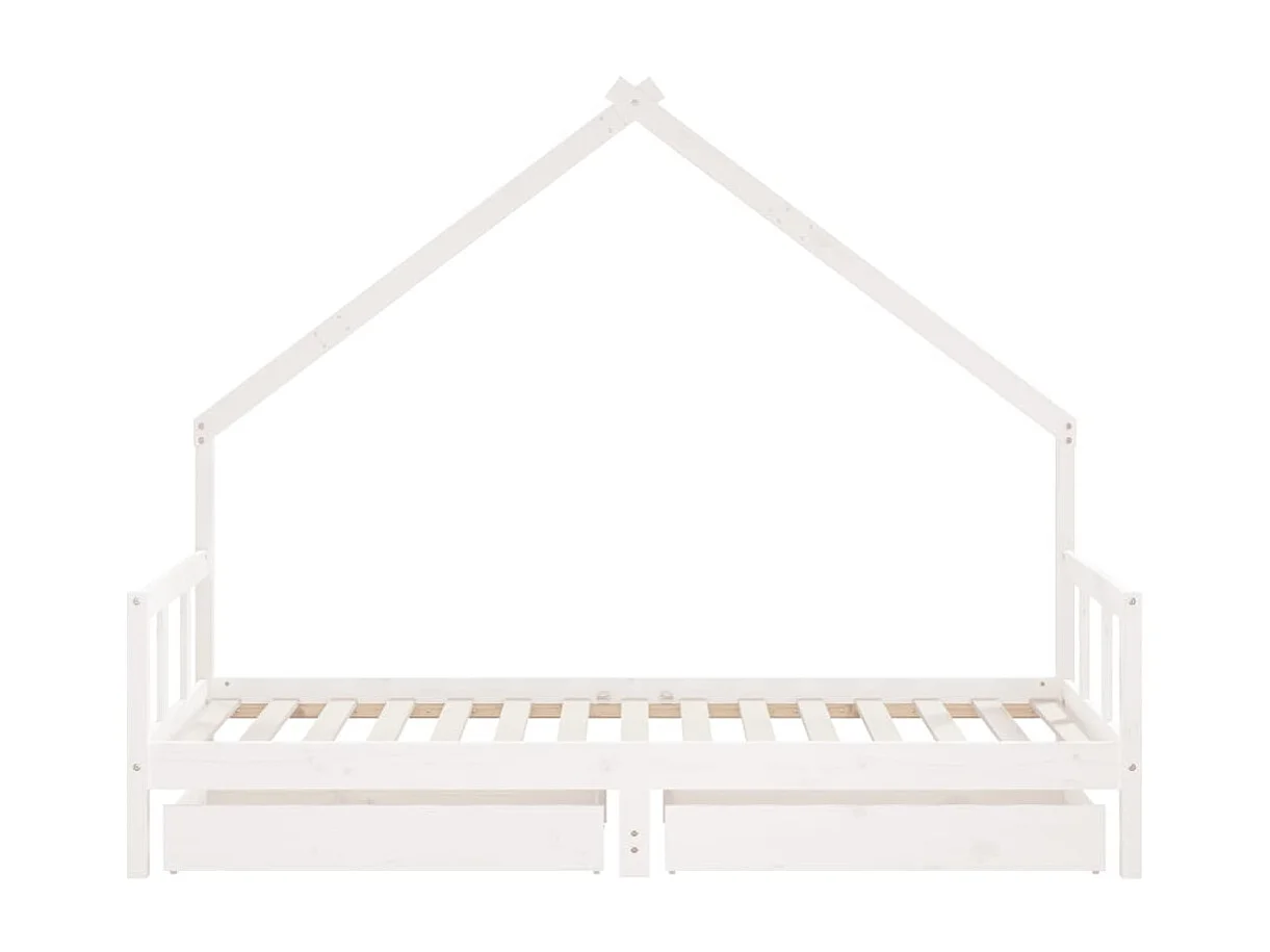 Lit-90x190 cm d'enfants tiroirs blanc bois pin massif EGGB60407