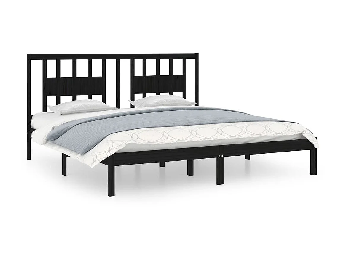 Bedframe massief grenenhout zwart 200x200 cm NL61817