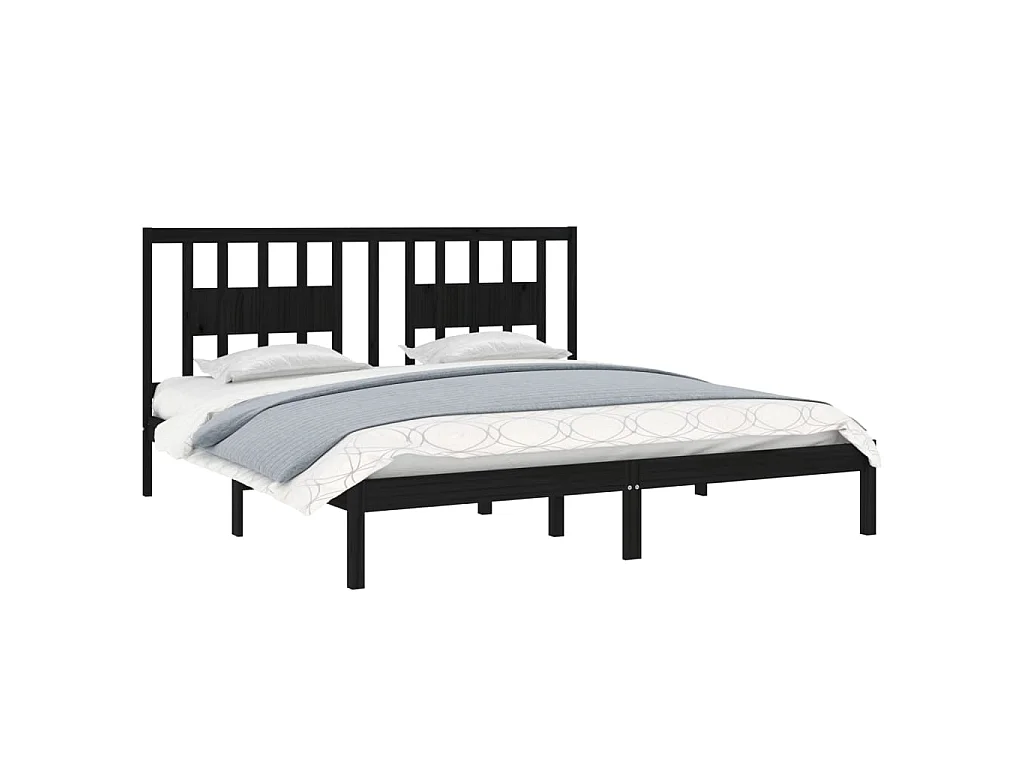 Bedframe massief grenenhout zwart 200x200 cm NL61817