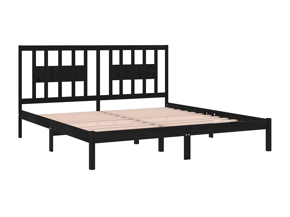 Bedframe massief grenenhout zwart 200x200 cm NL61817