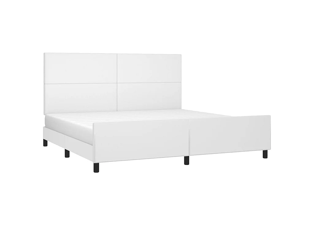 Lit-200x200 cm avec tête de lit Blanc Similicuir EGGB34682