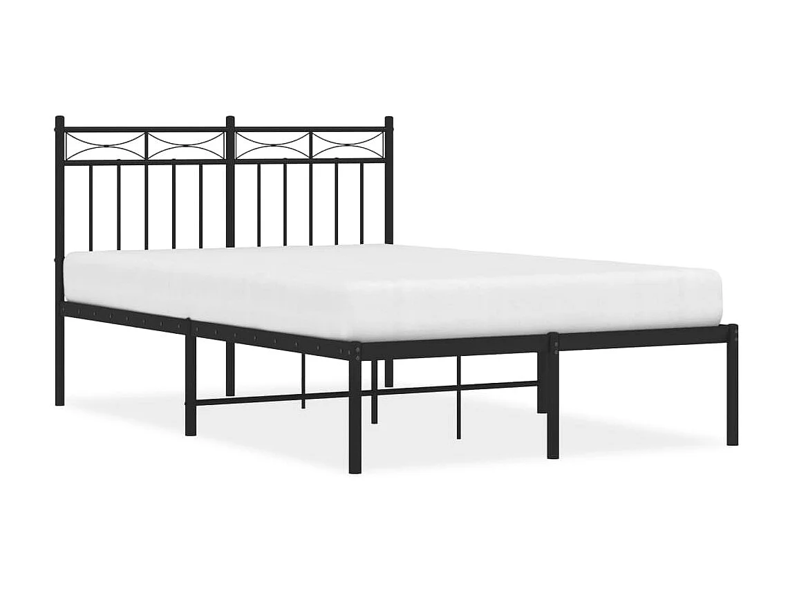 Lit-120x200 cm métal avec tête de lit noir EGGB40232
