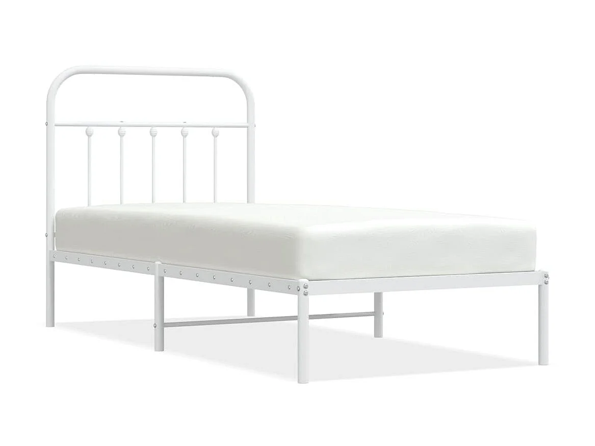 Bedframe met hoofdbord metaal wit 90x190 cm NL62597