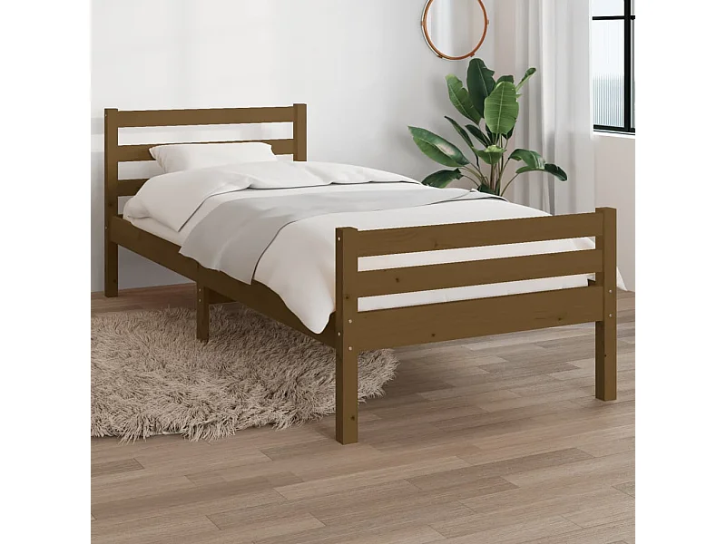 Lit-75x190 cm Marron miel Bois massif Petit simple EGGB17225