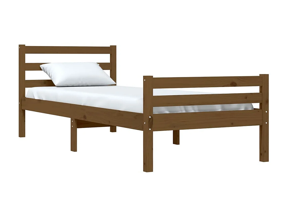 Lit-75x190 cm Marron miel Bois massif Petit simple EGGB17225
