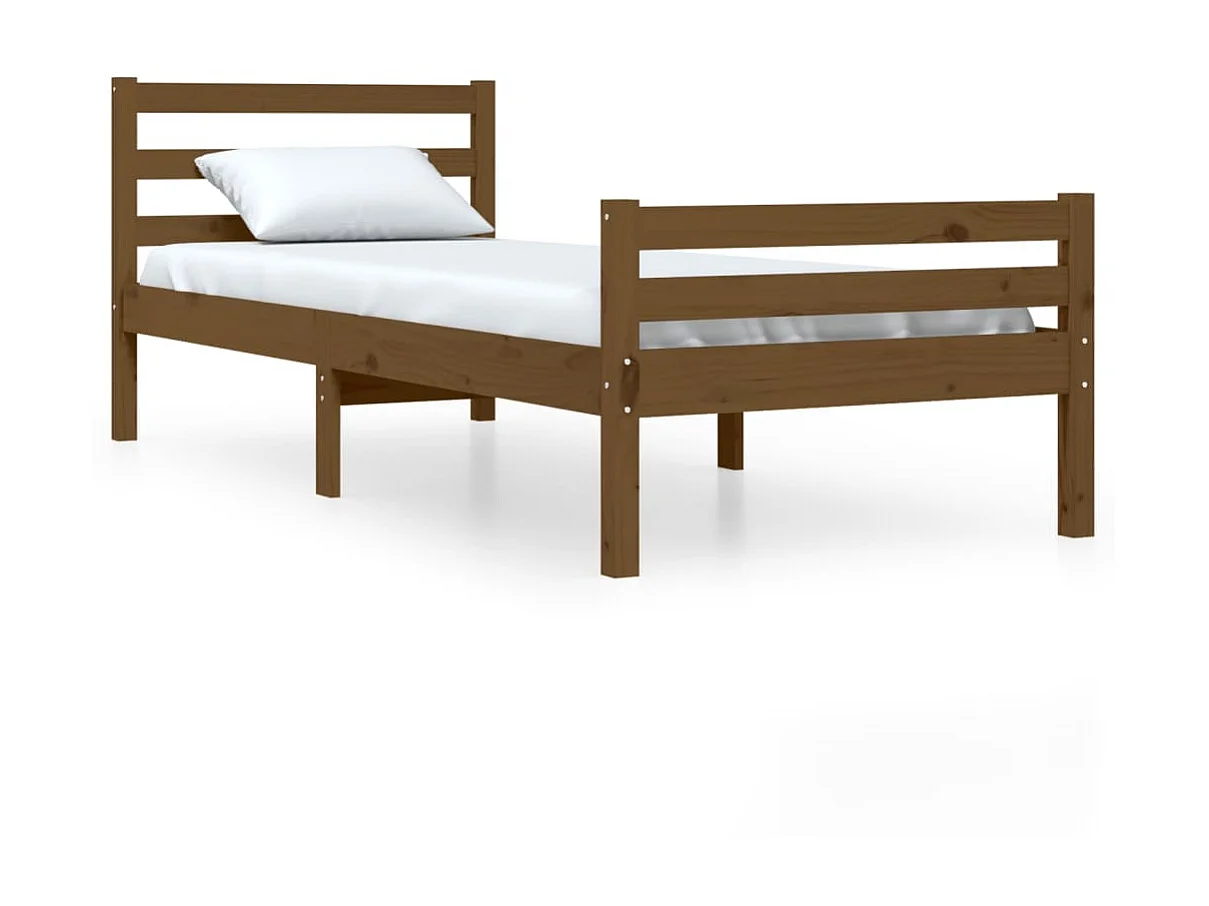 Lit-75x190 cm Marron miel Bois massif Petit simple EGGB17225