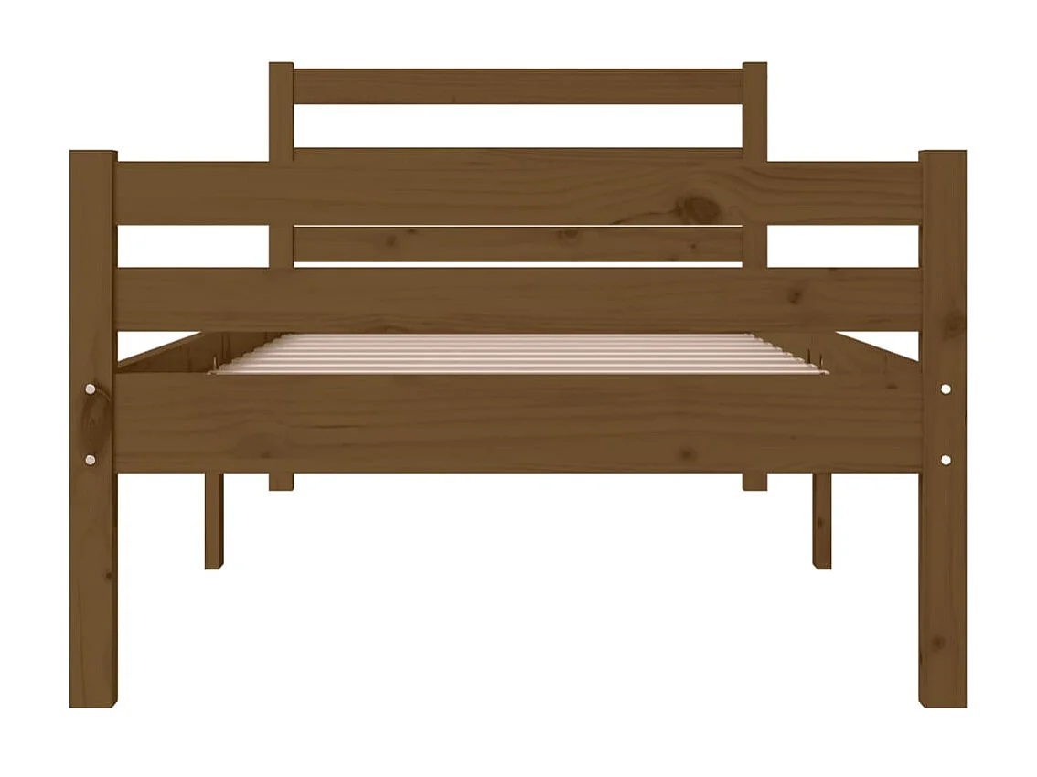 Lit-75x190 cm Marron miel Bois massif Petit simple EGGB17225