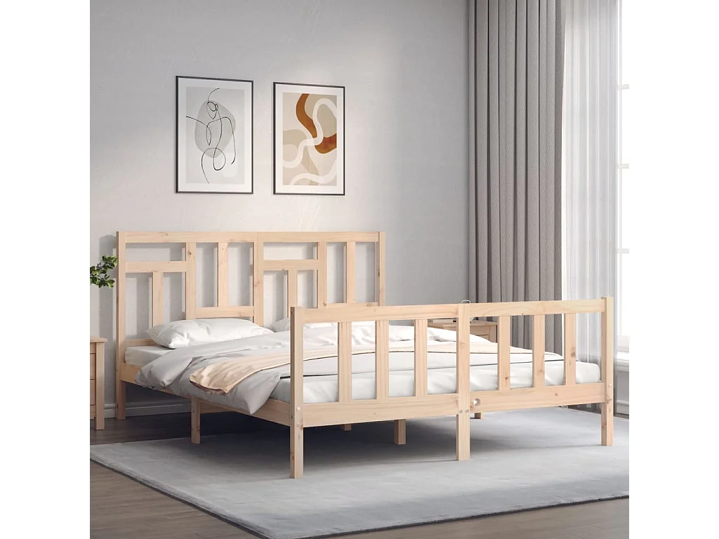 Cama com cabeceira 160x200 cm madeira maciça PT110130