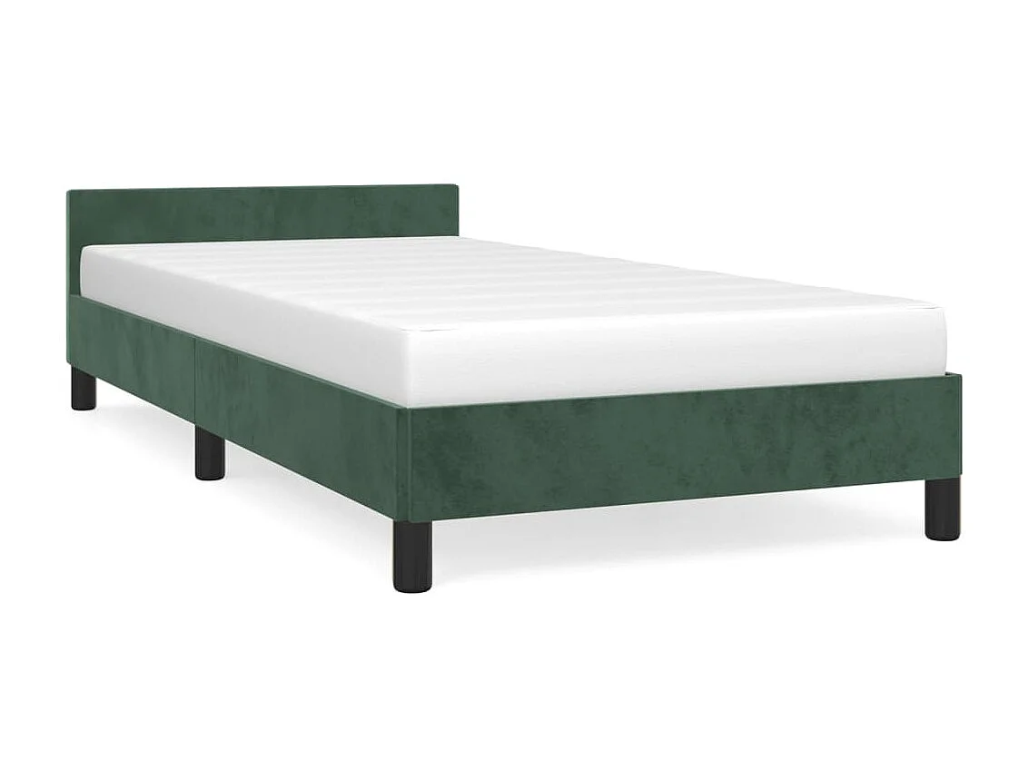 Cama c/ cabeceira 90x190 cm veludo verde-escuro PT286632