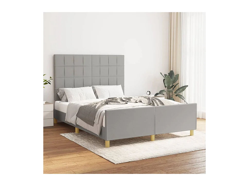 Lit-140x190 cm avec tête de lit Gris clair Tissu EGGB67487