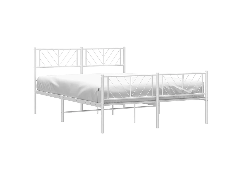 Cama 135x190 cm metal con cabecero y estribo blanco ES85946