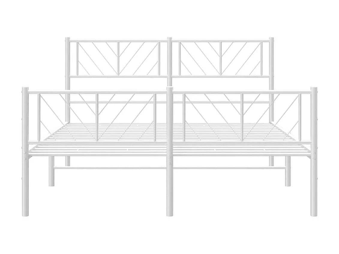 Cama 135x190 cm metal con cabecero y estribo blanco ES85946