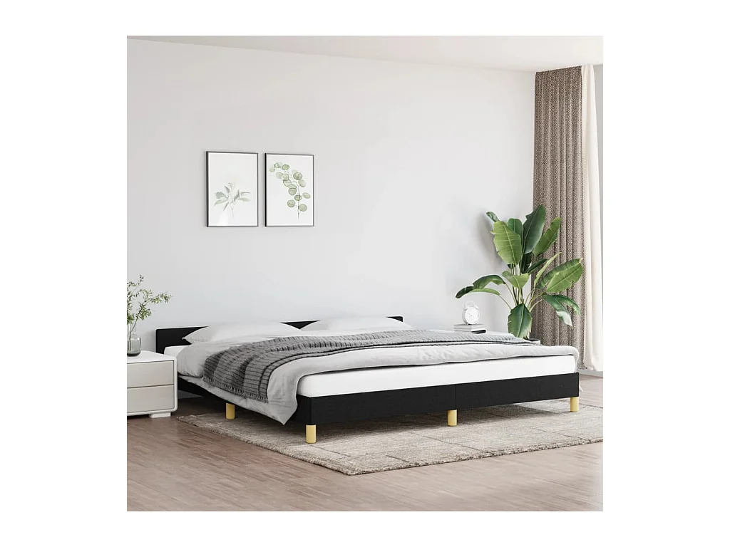 Bedframe met hoofdeinde stof zwart 200x200 cm NL16032
