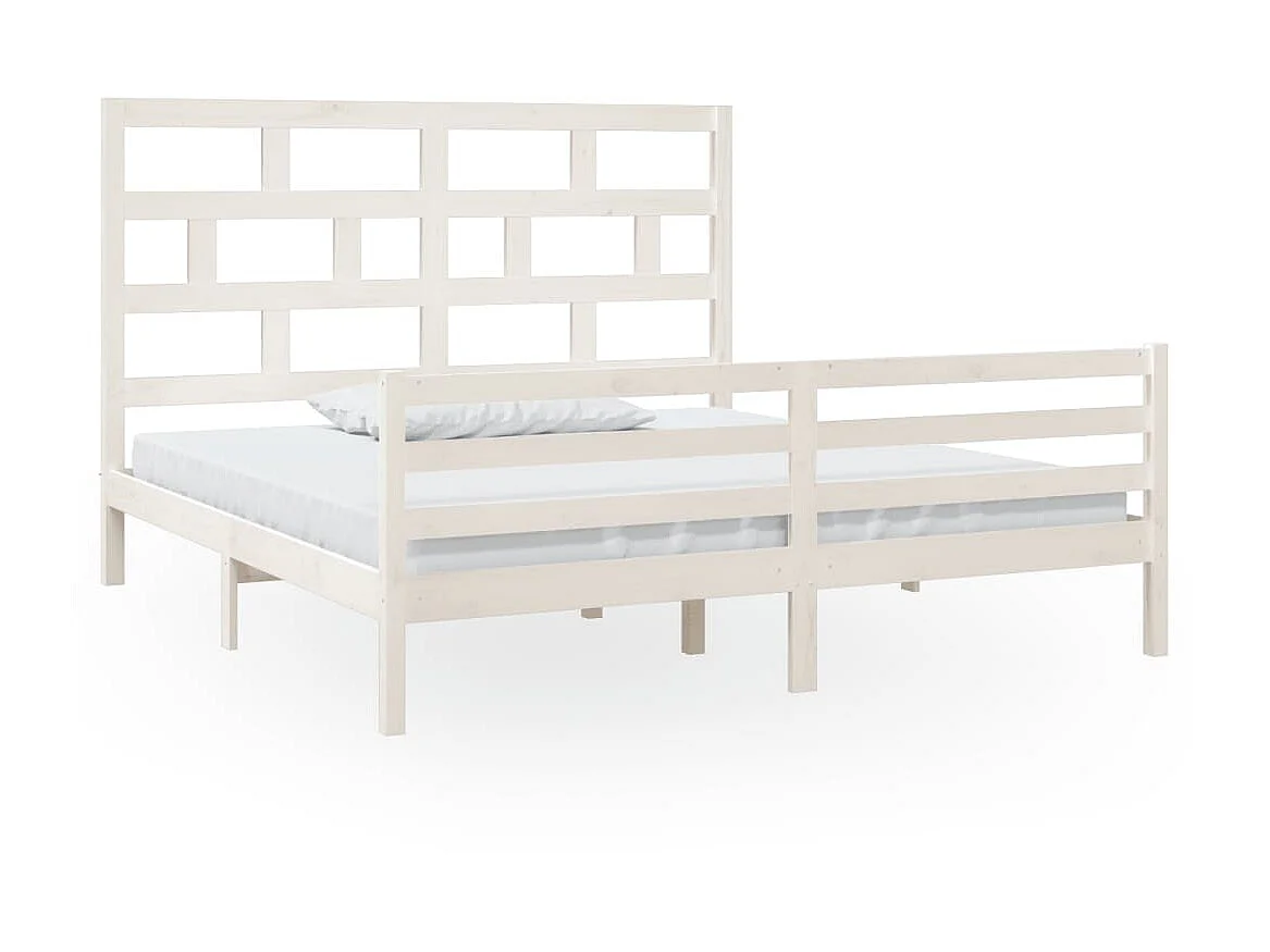 Cama super king pinho maciço 180x200 cm branco PT700066