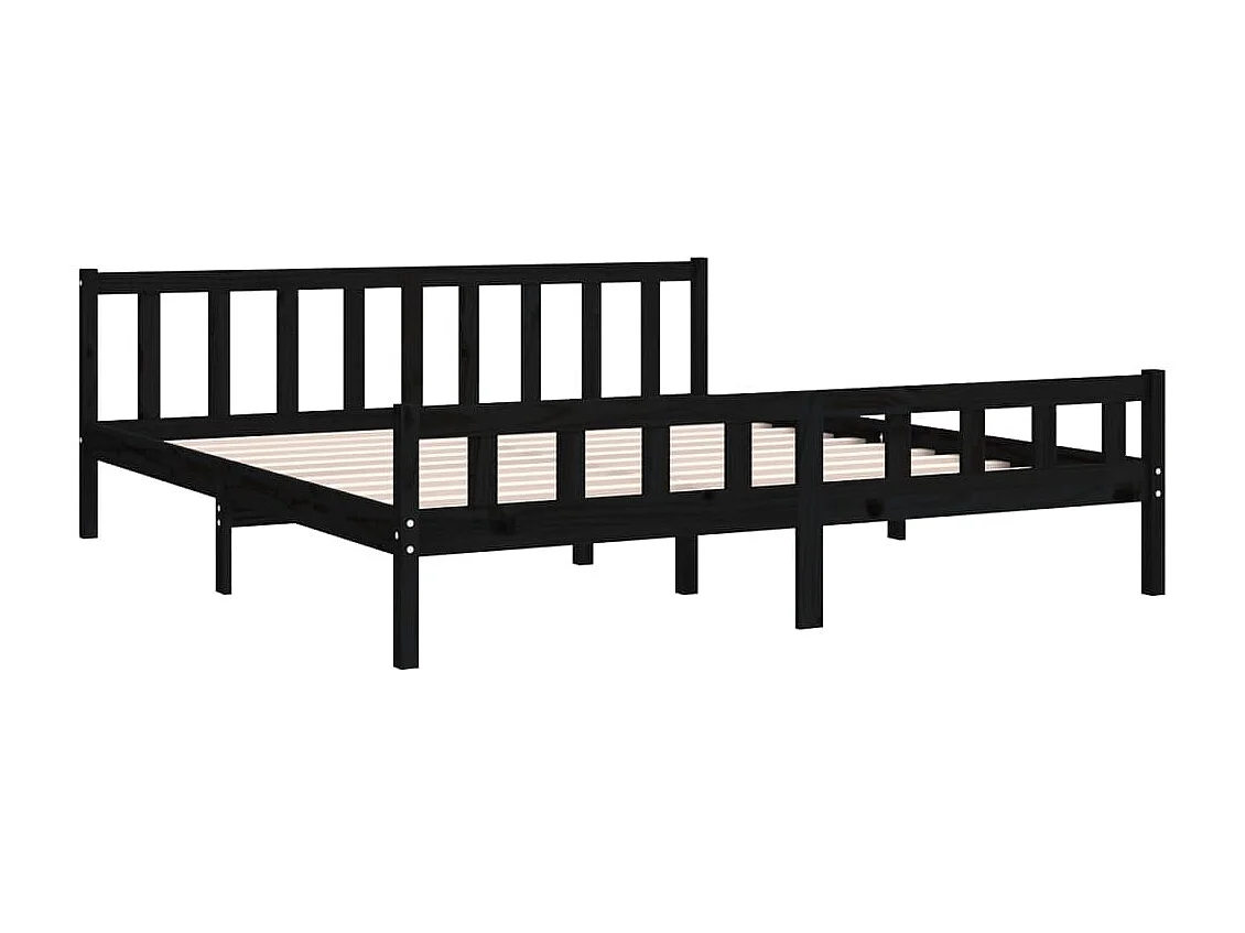 Cama 160x200 cm madeira maciça preto PT204163