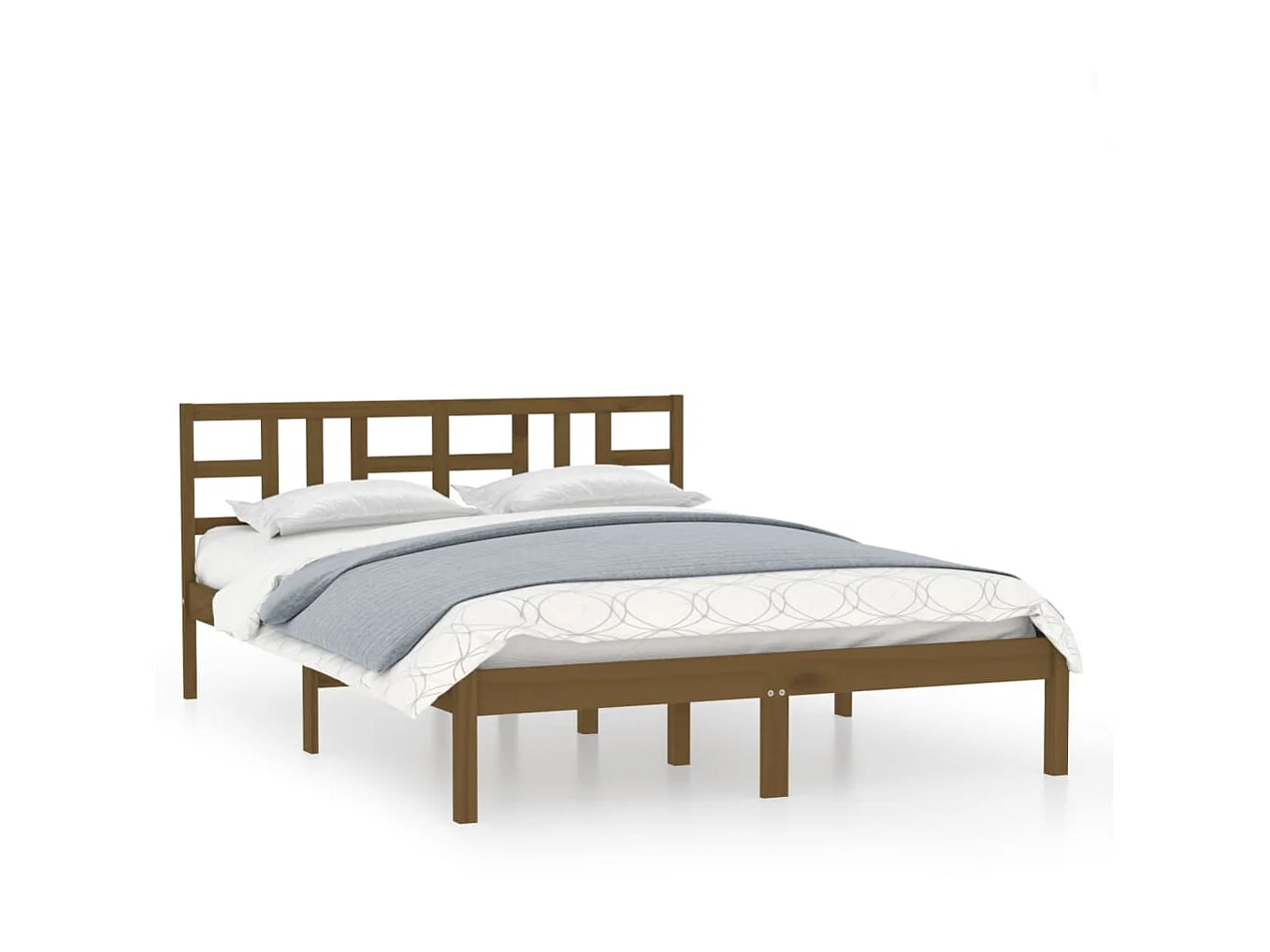 Cama 200x200 cm madera maciza de pino marrón miel ES73343