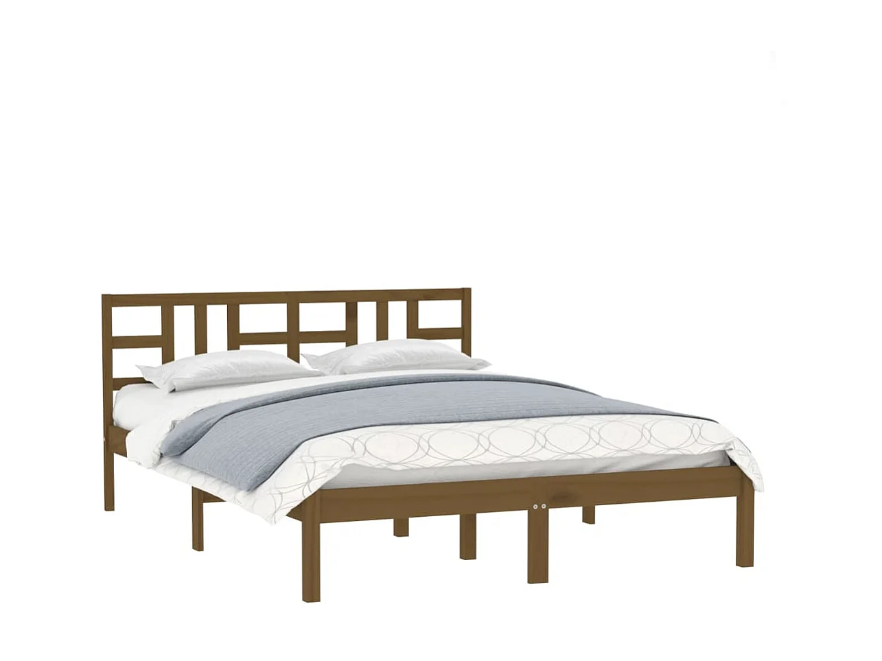 Cama 200x200 cm madera maciza de pino marrón miel ES73343