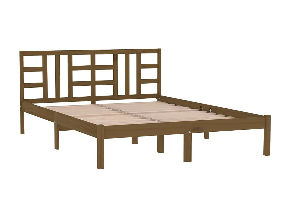 Cama 200x200 cm madeira maciça castanho mel PT654506