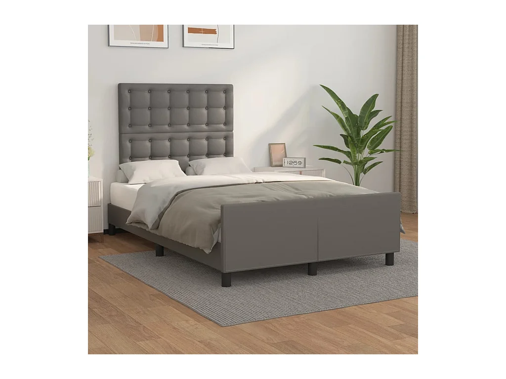 Lit-120x200 cm avec tête de lit Gris Similicuir EGGB59801