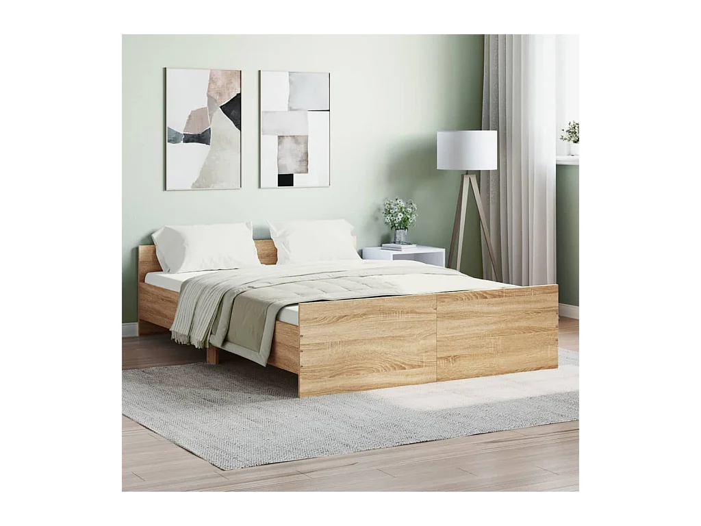 Lit-135x190 cm tête de lit et pied de lit chêne sonoma EGGB82531