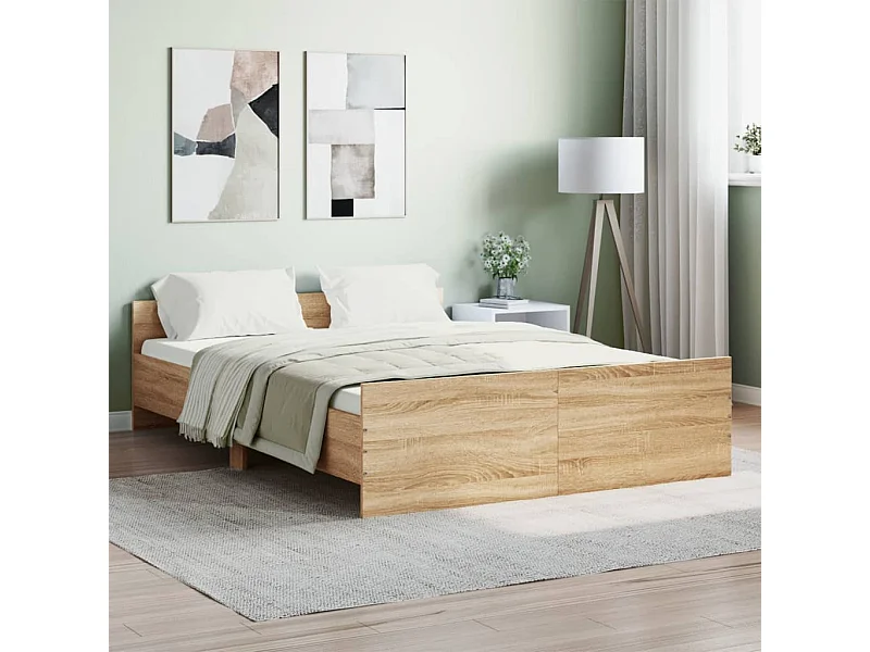 Bedframe met hoofd- en voeteneinde sonoma eikenkleur 135x190 cm NL45453