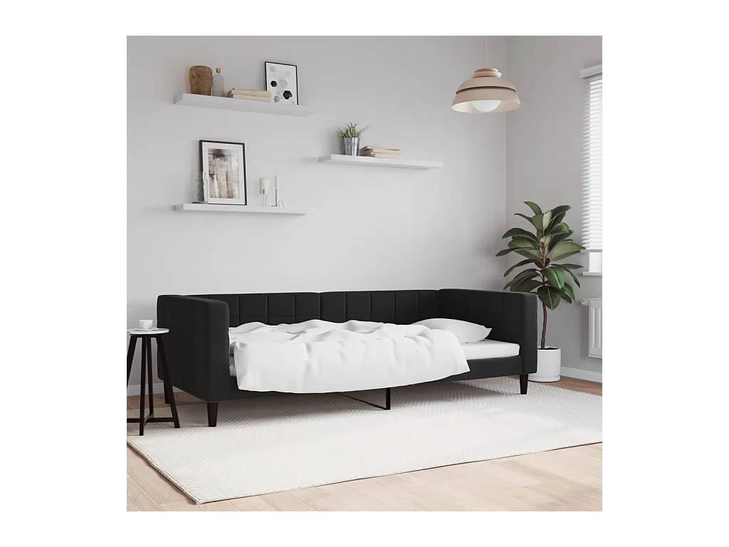 Lit-90x190 cm de repos noir velours EGGB56398