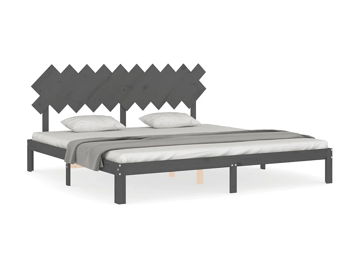 Bedframe met hoofdbord massief hout grijs 200x200 cm NL53627