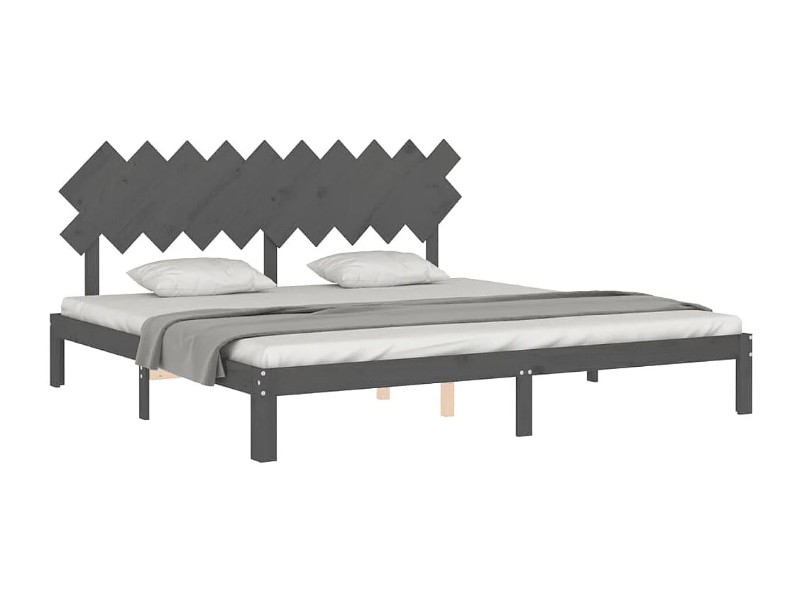 Bedframe met hoofdbord massief hout grijs 200x200 cm NL53627