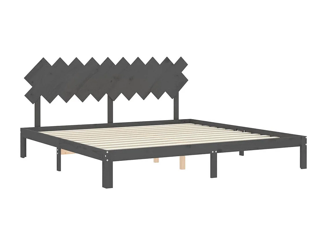 Bedframe met hoofdbord massief hout grijs 200x200 cm NL53627