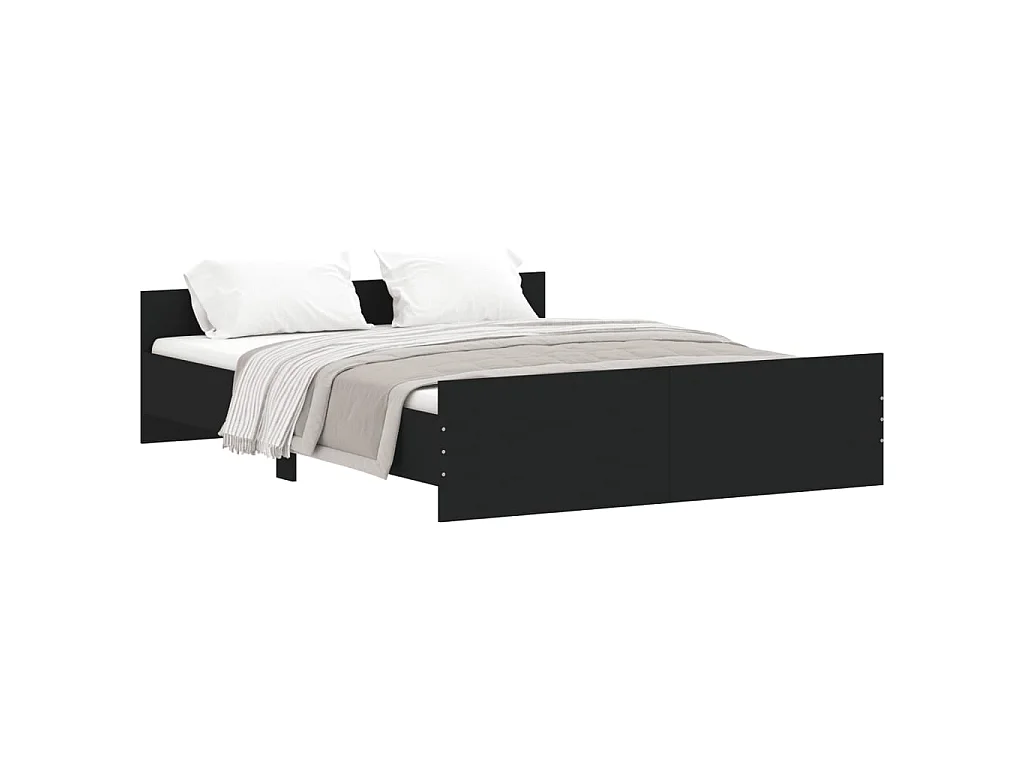 Cama c/ painéis cabeceira e pés 150x200 cm preto PT957849
