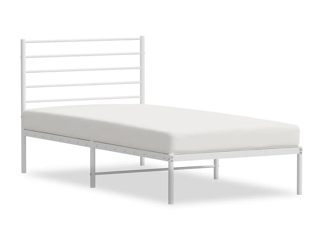 Cama 100x190 cm de metal con cabecero blanco ES18659