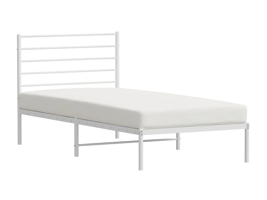 Cama 100x190 cm de metal con cabecero blanco ES18659