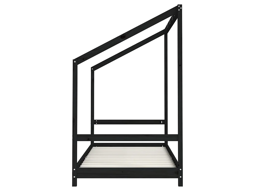 Lit-2x(90x190) cm pour enfants noir bois de pin massif EGGB12738