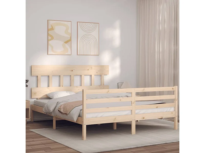Bedframe met hoofdbord massief hout 160x200 cm NL98849