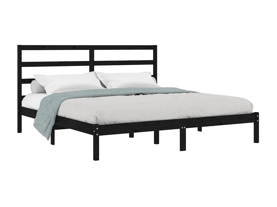 Lit-200x200 cm Noir Bois de pin massif EGGB49394
