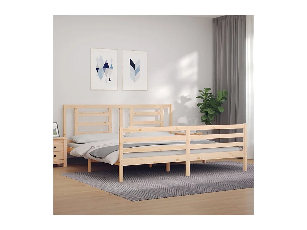 Lit-200x200 cm avec tête de lit bois massif EGGB12629
