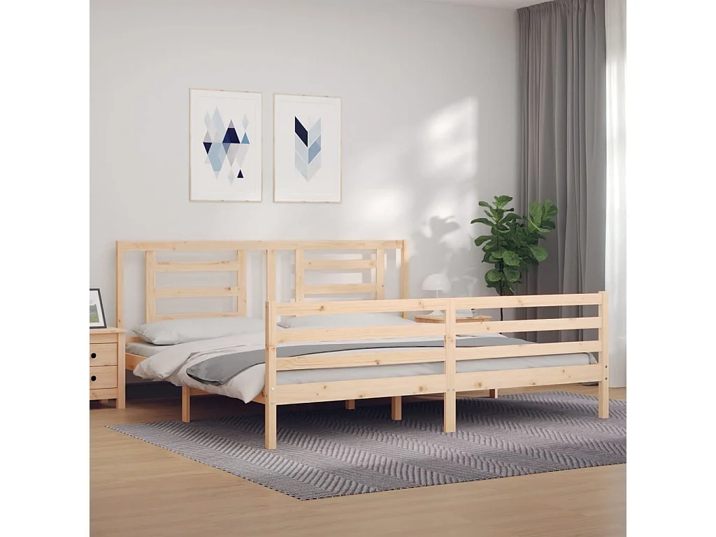 Bedframe met hoofdbord massief hout 200x200 cm NL19468