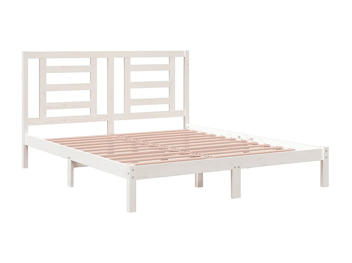 Lit-160x200 cm Blanc Bois de pin massif EGGB23952