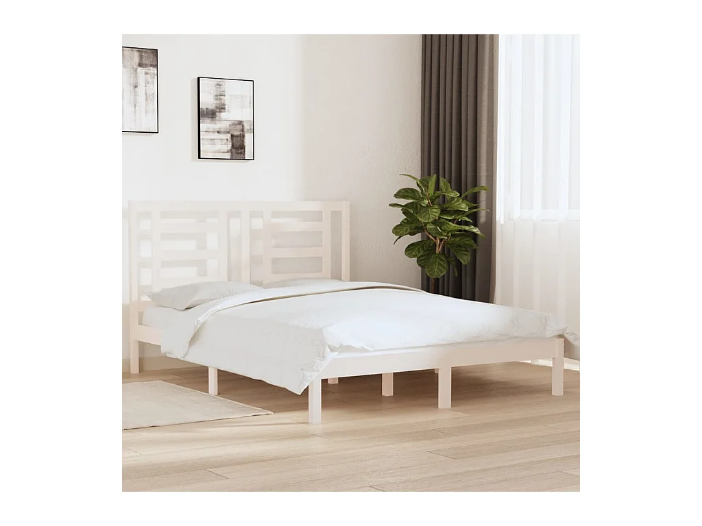 Lit-160x200 cm Blanc Bois de pin massif EGGB23952