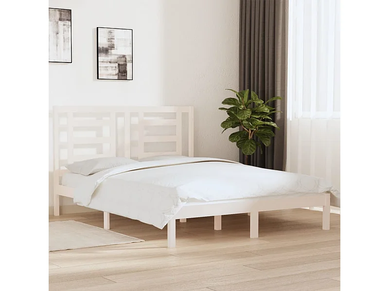 Cama 160x200 cm de madera maciza de pino blanco ES49076