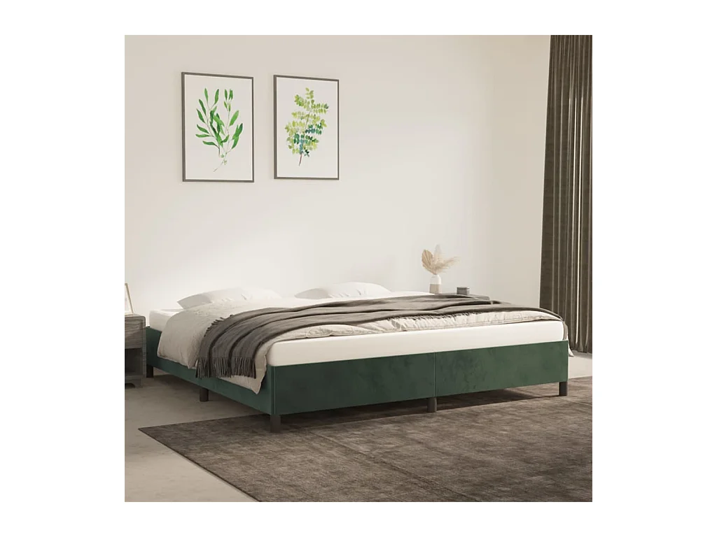 Lit-200x200 cm Vert foncé Velours EGGB17155