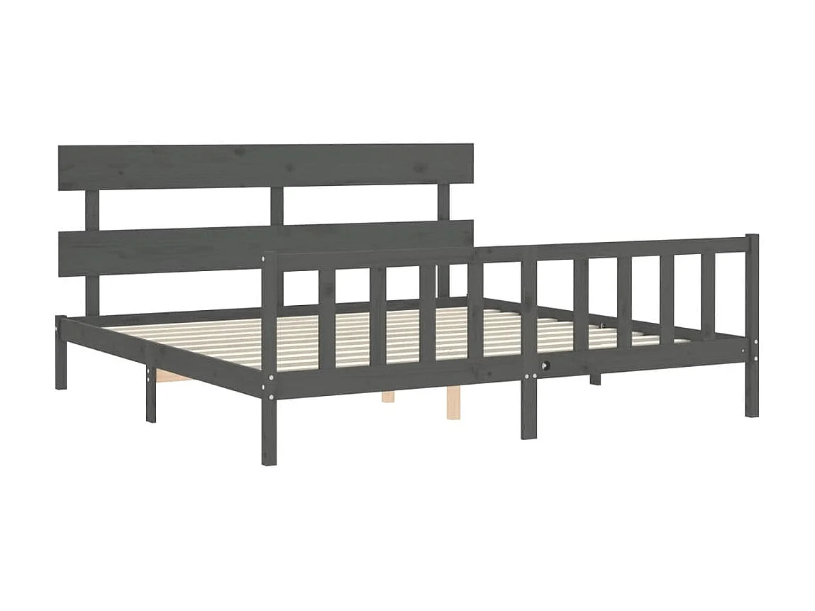 Cama com cabeceira 200x200 cm madeira maciça cinza PT953107