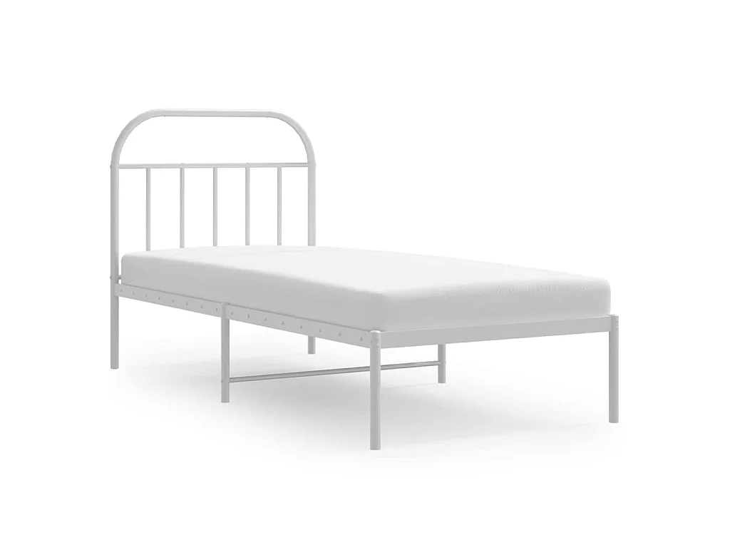 Lit-80x200 cm métal avec tête de lit blanc EGGB45404