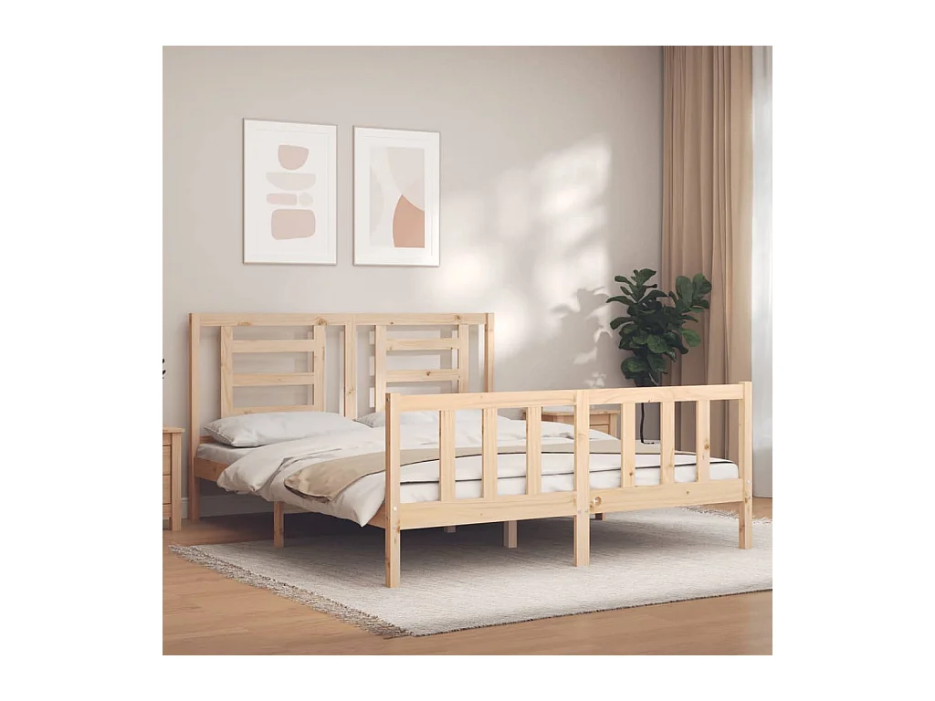 Lit-160x200 cm avec tête de lit bois massif EGGB69550