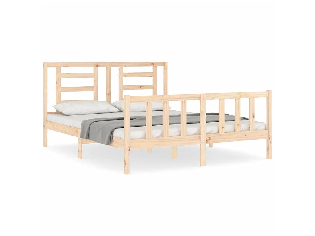 Cama com cabeceira 160x200 cm madeira maciça PT773512